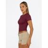 imageTrendy Queen Womens Basic T Shirts Summer Tops 2025 Short Sleeve Crop Tops Slim Fit Gym Workout Y2k ClothesBurgundy