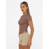 imageTrendy Queen Womens Basic T Shirts Summer Tops 2025 Short Sleeve Crop Tops Slim Fit Gym Workout Y2k ClothesCoffee