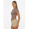 imageTrendy Queen Womens Basic T Shirts Summer Tops 2025 Short Sleeve Crop Tops Slim Fit Gym Workout Y2k ClothesCoffee Grey
