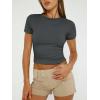 imageTrendy Queen Womens Basic T Shirts Summer Tops 2025 Short Sleeve Crop Tops Slim Fit Gym Workout Y2k ClothesGray