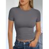 imageTrendy Queen Womens Basic T Shirts Summer Tops 2025 Short Sleeve Crop Tops Slim Fit Gym Workout Y2k ClothesGrey02