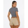 imageTrendy Queen Womens Basic T Shirts Summer Tops 2025 Short Sleeve Crop Tops Slim Fit Gym Workout Y2k ClothesGrey02