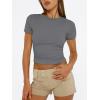 imageTrendy Queen Womens Basic T Shirts Summer Tops 2025 Short Sleeve Crop Tops Slim Fit Gym Workout Y2k ClothesGrey02