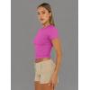 imageTrendy Queen Womens Basic T Shirts Summer Tops 2025 Short Sleeve Crop Tops Slim Fit Gym Workout Y2k ClothesHot Pink