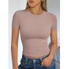 imageTrendy Queen Womens Basic T Shirts Summer Tops 2025 Short Sleeve Crop Tops Slim Fit Gym Workout Y2k ClothesLatte