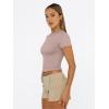 imageTrendy Queen Womens Basic T Shirts Summer Tops 2025 Short Sleeve Crop Tops Slim Fit Gym Workout Y2k ClothesLatte