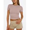 imageTrendy Queen Womens Basic T Shirts Summer Tops 2025 Short Sleeve Crop Tops Slim Fit Gym Workout Y2k ClothesLatte