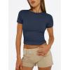 imageTrendy Queen Womens Basic T Shirts Summer Tops 2025 Short Sleeve Crop Tops Slim Fit Gym Workout Y2k ClothesNavy