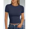 imageTrendy Queen Womens Basic T Shirts Summer Tops 2025 Short Sleeve Crop Tops Slim Fit Gym Workout Y2k ClothesNavy