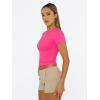 imageTrendy Queen Womens Basic T Shirts Summer Tops 2025 Short Sleeve Crop Tops Slim Fit Gym Workout Y2k ClothesNeon Pink