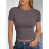 imageTrendy Queen Womens Basic T Shirts Summer Tops 2025 Short Sleeve Crop Tops Slim Fit Gym Workout Y2k ClothesNutmeg