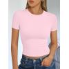 imageTrendy Queen Womens Basic T Shirts Summer Tops 2025 Short Sleeve Crop Tops Slim Fit Gym Workout Y2k ClothesPink