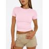 imageTrendy Queen Womens Basic T Shirts Summer Tops 2025 Short Sleeve Crop Tops Slim Fit Gym Workout Y2k ClothesPink