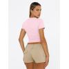 imageTrendy Queen Womens Basic T Shirts Summer Tops 2025 Short Sleeve Crop Tops Slim Fit Gym Workout Y2k ClothesPink