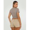 imageTrendy Queen Womens Basic T Shirts Summer Tops 2025 Short Sleeve Crop Tops Slim Fit Gym Workout Y2k ClothesTaupe