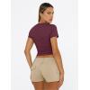 imageTrendy Queen Womens Basic T Shirts Summer Tops 2025 Short Sleeve Crop Tops Slim Fit Gym Workout Y2k ClothesWine Red