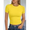 imageTrendy Queen Womens Basic T Shirts Summer Tops 2025 Short Sleeve Crop Tops Slim Fit Gym Workout Y2k ClothesYellow