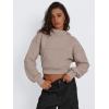 imageTrendy Queen Womens Cropped Hoodie Long Sleeve Sweatshirts Fall Fashion 2024 Casual Y2k Outfits Winter ClothesCoffee Grey