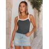 imageTrendy Queen Womens Double Lined Tank Tops Spaghetti Strap Square Neck Camisole Sleeveless Racerback Cropped Summer ClothesGray