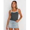 imageTrendy Queen Womens Double Lined Tank Tops Spaghetti Strap Square Neck Camisole Sleeveless Racerback Cropped Summer ClothesGray