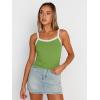 imageTrendy Queen Womens Double Lined Tank Tops Spaghetti Strap Square Neck Camisole Sleeveless Racerback Cropped Summer ClothesGreen