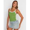 imageTrendy Queen Womens Double Lined Tank Tops Spaghetti Strap Square Neck Camisole Sleeveless Racerback Cropped Summer ClothesGreen