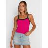 imageTrendy Queen Womens Double Lined Tank Tops Spaghetti Strap Square Neck Camisole Sleeveless Racerback Cropped Summer ClothesHotpink