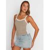 imageTrendy Queen Womens Double Lined Tank Tops Spaghetti Strap Square Neck Camisole Sleeveless Racerback Cropped Summer ClothesKhaki