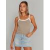 imageTrendy Queen Womens Double Lined Tank Tops Spaghetti Strap Square Neck Camisole Sleeveless Racerback Cropped Summer ClothesKhaki