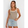 imageTrendy Queen Womens Double Lined Tank Tops Spaghetti Strap Square Neck Camisole Sleeveless Racerback Cropped Summer ClothesKhaki