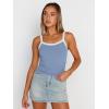 imageTrendy Queen Womens Double Lined Tank Tops Spaghetti Strap Square Neck Camisole Sleeveless Racerback Cropped Summer ClothesLightblue