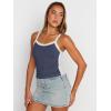 imageTrendy Queen Womens Double Lined Tank Tops Spaghetti Strap Square Neck Camisole Sleeveless Racerback Cropped Summer ClothesNavy
