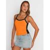 imageTrendy Queen Womens Double Lined Tank Tops Spaghetti Strap Square Neck Camisole Sleeveless Racerback Cropped Summer ClothesOrange