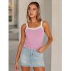 imageTrendy Queen Womens Double Lined Tank Tops Spaghetti Strap Square Neck Camisole Sleeveless Racerback Cropped Summer ClothesPink