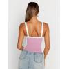 imageTrendy Queen Womens Double Lined Tank Tops Spaghetti Strap Square Neck Camisole Sleeveless Racerback Cropped Summer ClothesPink