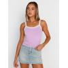 imageTrendy Queen Womens Double Lined Tank Tops Spaghetti Strap Square Neck Camisole Sleeveless Racerback Cropped Summer ClothesPurple
