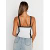 imageTrendy Queen Womens Double Lined Tank Tops Spaghetti Strap Square Neck Camisole Sleeveless Racerback Cropped Summer ClothesWhite