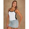 imageTrendy Queen Womens Double Lined Tank Tops Spaghetti Strap Square Neck Camisole Sleeveless Racerback Cropped Summer ClothesWhite