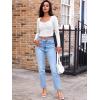 imageTrendy Queen Womens Long Sleeve Going Out Crop Tops Sweetheart Neck Cute Y2k T Shirts Side Slit TeesWhite