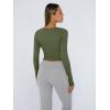 imageTrendy Queen Womens Long Sleeve Shirts Crop Tops Square Neck Going Out Basics Tees Y2K Winter Clothes 2025Army Green