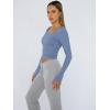 imageTrendy Queen Womens Long Sleeve Shirts Crop Tops Square Neck Going Out Basics Tees Y2K Winter Clothes 2025Blue Gray