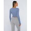 imageTrendy Queen Womens Long Sleeve Shirts Crop Tops Square Neck Going Out Basics Tees Y2K Winter Clothes 2025Blue Gray