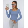 imageTrendy Queen Womens Long Sleeve Shirts Crop Tops Square Neck Going Out Basics Tees Y2K Winter Clothes 2025Blue Gray