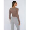 imageTrendy Queen Womens Long Sleeve Shirts Crop Tops Square Neck Going Out Basics Tees Y2K Winter Clothes 2025Coffee Grey