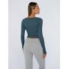 imageTrendy Queen Womens Long Sleeve Shirts Crop Tops Square Neck Going Out Basics Tees Y2K Winter Clothes 2025Haze Blue