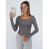 imageTrendy Queen Womens Long Sleeve Shirts Crop Tops Square Neck Going Out Basics Tees Y2K Winter Clothes 2025Light Gray