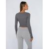 imageTrendy Queen Womens Long Sleeve Shirts Crop Tops Square Neck Going Out Basics Tees Y2K Winter Clothes 2025Light Gray