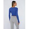 imageTrendy Queen Womens Long Sleeve Shirts Crop Tops Square Neck Going Out Basics Tees Y2K Winter Clothes 2025Royal Blue