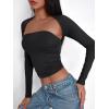 imageTrendy Queen Womens Long Sleeve Shirts Going Out Tube Tops Crop Cute Top Shrug Basic Bandeau Strapless Slim Fits 2024 Fall Outfits Fashion Clothes Black Medium