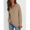 imageTrendy Queen Womens Long Sleeve Tops Casual Shirts V Neck Clothing Fall Fashion Clothes with PocketCoffee Grey
